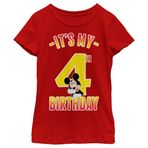 Disney Kız Hiya Pal 4. Doğum Günü Tişörtü, Red, X-Large