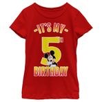Disney Kız Hiya Pal 5. Doğum Günü Tişörtü, Red, X-Large