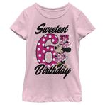 Disney Kız Tatlı 6. Doğum Günü Tişörtü (1'li paket), Açık pembe, S