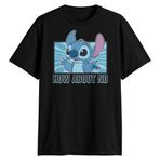 Disney Lilo and Stitch How About No Yetişkin Tişörtü, Siyah, XL
