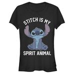 Disney Lilo & Stitch Stitch "Spirit Animal" Kadın Bisiklet Yaka T-Shirt Siyah M