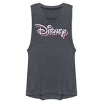 Disney Logo Retro Gökkuşağı Kas Denim Mavisi Heather Kadın Atlet