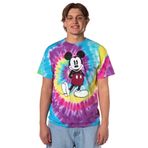 Disney Men's Full Size Mickey Mouse Distressed Look T-Shirt (X-Large, Multi-Color Spiral WASH)