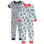 Disney Mickey & Minnie Mouse 2'li Paket Ayaksız Tek Parça Pamuk, Rahat Kesim Pijama, Çocuklar İçin Yumuşak ve Sevimli, Mickey & Arkadaşları, 2-3 Yıl