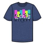 Disney Mickey Mouse 90s Bars Retro Design Men's T Shirt (Large) Heather Navy