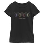 Disney Mickey Mouse Colorful Outline Logo Girls Standard T-Shirt, Black, Large