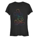 Disney Mickey Mouse Renkli Desenli Kadın Bisiklet Yaka T-Shirt Siyah M