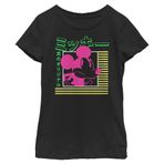 Disney Mickey Mouse Vintage Kanji Neon Portrait Girls Standard T-Shirt, Black, Large