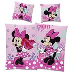 Disney Minnie Mouse Flanel Çocuk Çift Taraflı Nevresim Takımı Kalp Pembe 135 x 200 cm + 80 x 80 cm YKK Fermuarlı %100 Pamuk Biber Minnie Mouse Disney Mickey Mouse Sweet Love Alman Boyutu
