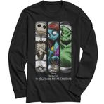 Disney Nightmare Before Christmas Jack Sally Oogie Boogie Grid Uzun Kollu Tişört, Siyah, M