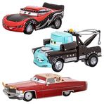 Disney Pixar Disney Store Resmi Otomobil Heavy Metal Mater Döküm Seti Yıldırım McQueen Oyuncak Seti Dex, Lightning McQueen & Mater Die Cast 1:43 Ölçekli Modeller - Oyun Zamanı Maceraları için Mükemmel