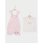 Disney Snoopy Lisanslı Kız Bebek Salopet Takım 219570 - Pembe - Beyaz - 6 - 9 Ay
