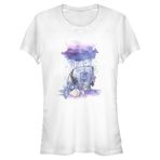 Disney Winnie the Pooh Suluboya Desenli EEYORE Kadın Bisiklet Yaka T-Shirt Beyaz S