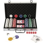 display4top Poker Kılıfı, Lazer Poker Chips Poker 12 Gram, 2 Kart, Bayi, Küçük Kör, Büyük Kör Düğmeler ve 5 Zar, Alüminyum Kılıflı (300 Cips)