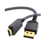 DisplayPort 1.4 - HDMI 2.1 8K Kablo 2M,Maxonar DP - HDMI Lead 6.6Ft, [Alüminyum Kabuk, Naylon Örgü]Tek Yön, 8K@60HZ 4K@120HZ,PC/Dizüstü Bilgisayar,Monitörler,HP, DELL, GPU, AMD, NVIDIA vb.