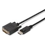 Displayport (dp) Dvi Kablosu, Dp Erkek - Dvi (24+1) Erkek, 5 Metre, Kilit Mekanizmalı, Awg28, 2x Zırhlı, Dp 1.1a Uyumlu, Ul, Ce Siyah