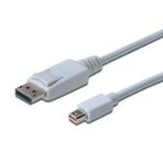 Displayport (dp) Mini Displayport (mini Dp) Bağlantı Kablosu, Dp Erkek - Mini Dp Erkek, 3 Metre, Kilit Mekanizmalı, Dp 1.1a Uyuml Beyaz
