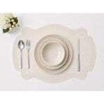 Diva Homelive 6 Kişilik Deri Nakışlı Amerikan Servis 33 x 45 cm & 6 Adet Bardak Altlığı Hediyeli - Ekru