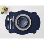 Diva Homelive 6 Kişilik Deri Nakışlı Amerikan Servis 33 x 45 cm & 6 Adet Bardak Altlığı Hediyeli - Lacivert