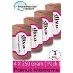 Diva İplik 1 Kg - 4 lü Paket - 3 mm - Koton Makrome Çanta İpliği 222 Camel
