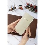 DİVAL 9x18 cm Krem Yumuşak Vegan Deri Kapak Kareli Tarihsiz Not Okul Defteri