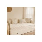 Divanest İskandinav Hemnes Divan Örtüsü Şönil Pike, Yatak Örtüsü Ekru