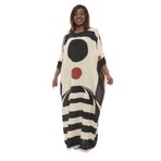 Divatti-etnik desenli bayan kaftan standart büyük beden kimono elbise kadın rahat maksi çizgili tunik plaj elbisesi çok renkli uzun abaya (beyaz-siyah)