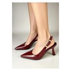 Divax Kadın Sivri Burunlu Topuklu Ayakkabı - Bordo-Parlak Rugan