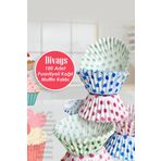 DİVAYS 100 Adet Puantiyeli Kağıt Kek Kapsülü | Muffin Cupcake Kek Kapsülü | 100lü Kağıt Kek Kalıbı