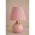 DİVAYS Dobo Gold Detaylı Pembe Masa Lambası - Kumaş Başlıklı Modern Metal Abajur 22x22x35 cm