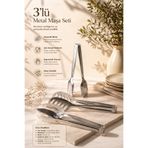 DİVAYS Pratik 3'lü Metal Maşa Seti | Servis Makarna Salata Pasta Maşası