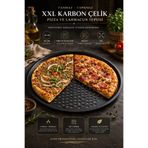DİVAYS XXL 32 cm Delikli Pizza ve Lahmacun Tepsisi Karbon Çelik Yapışmaz