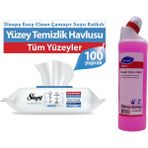 Diversey Clonet W41 750 ml + Sleepy Easy Clean Çamaşır Suyu Katkılı Yüzey Temizlik Havlusu 100 Yaprak - 2 li paket