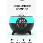 Divex Atmosfer Işıklı Bluetooth Hoparlör, Saatli Alarm, 15W Kablosuz Şarjlı RGB Masa Lambası