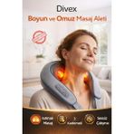Divex Insan Eli Hissi Veren Şarjlı Isıtmalı Derin Yoğurma Sırt Boyun ve Omuz Ovmalı Masaj Aleti - Bej