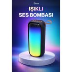 Divex Işıklı Bluetooth Kablosuz Taşınabilir Hoparlör Ses Bombası - RGB Renk Değiştiren LED