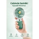 Divex Mini Taşınabilir Sessiz Vantilatör - Meyve Temalı Şarjlı El Fanı - Yeşil