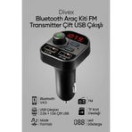 Divex Sarjlı Ve Bluetoothlu Araç Çakmaklık & FM Radyo & Mp3 Müzik Çalar Ve Arama Özellikli Transmitter Çift USB Çıkışlı