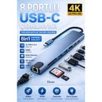 Divex Type-C 8’i 1 Arada Çoklayıcı Hub | HDMI 4K, Ethernet, SD Kart, USB Çoklu Dönüştürücü