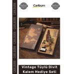 Divitseti Kaligrafi Mürekkepli Nostaljik Antika Tasarım Vintage Tüylü Divit Kalem Hediye Seti