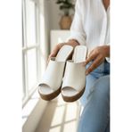 DİVOLYA Rabeka Beyaz Dolgu Topuklu ( 10 cm Topuk. 3 cm Platform) Günlük Kullanım Terlik