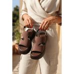Divolya Zango Kahverengi Süet Platform ( 6 cm Topuklu ) Yuvarlak Burun Günlük Sandalet
