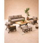 Divona Home Capella Bahçe Oturma Grubu (3+1+1+S) - Cappucino (MASA TABLASI DÜZ KESİM OLARAK GELMEKTEDİR) - Cappuccino