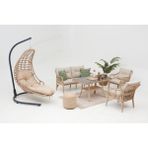 Divona Home Çeşme Rattan Bahçe Oturma Grubu (2+1+1+M) ve Bahçe Salıncağı - Dikdörtgen