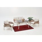 Divona Home Comfort Ip Örgü Bahçe Oturma Grubu (2+1+1+M) - Krem