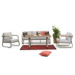 Divona Home Culinan Alüminyum Bahçe Balkon Oturma Grubu 3+1+1+Masa !! 2 Adet Puf Hediyeli - Krem