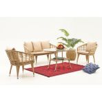 Divona Home Happy Bahçe Balkon Takımı 2+1+1+Masa - Cappuccino