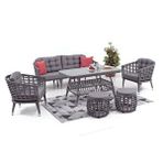 Divona Home Linda Bahçe Balkon Oturma Grubu (3 +1+1+masa+2 Puf) RATTAN GRİ MİNDER GRİ
