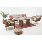 Divona Home Maldiv Bahçe Balkon Oturma Grubu (3+1+1+masa) cappucino