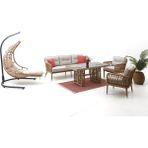 Divona Home Maldiv Bahçe Oturma Grubu (3+1+1+M) ve Bahçe Salıncağı - Dikdörtgen